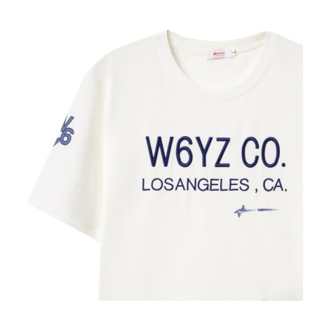 W6YZ Just Say Wizz Los Angeles T-Shirt Maniche Corte Bianca  