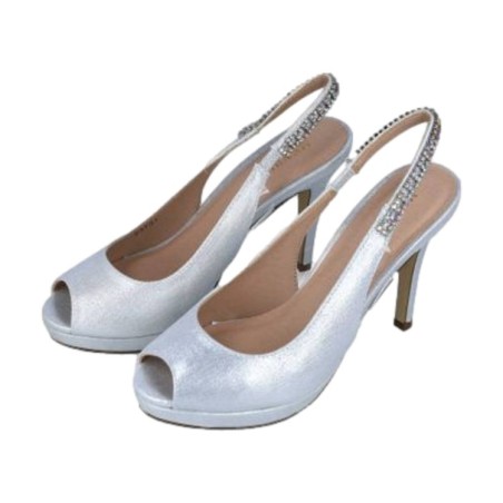 Menbur 23731 Scarpe Donna Sandali Gioiello Tacco Alto Argento