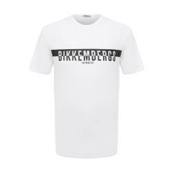 Bikkembergs HALF LOGO T-Shirt Maniche Corte In Cotone Bianco
