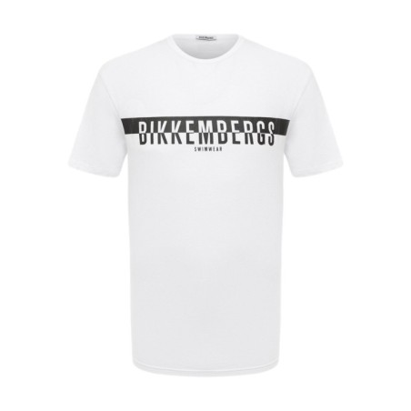 Bikkembergs HALF LOGO T-Shirt Maniche Corte In Cotone Bianco