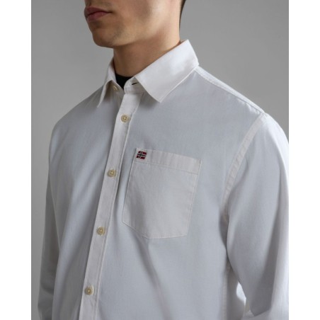 Napapijri NP0A4HFCN1A1 G-WILKINS Camicia Manica Lunga White Whisper