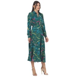 Gattinoni AB567X01 Abito Donna Midi Scollo Polo Verde Fuxia 2