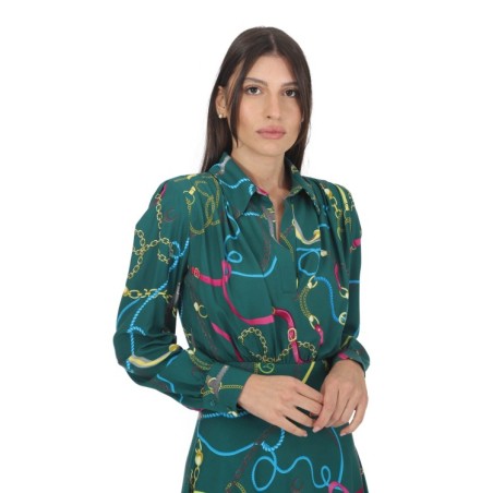 Gattinoni AB567X01 Abito Donna Midi Scollo Polo Verde Fuxia