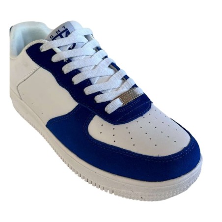 Gai Mattiolo GMT-3 Sneakers Uomo In Vera Pelle  e Camoscio Bianco Blu Royal