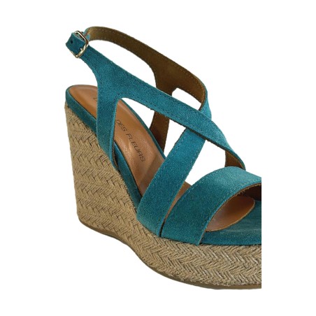 LA FILLE DES FLEURS SA17670PY Scarpe Donna Sandali con Zeppa Made in Italy Turchese