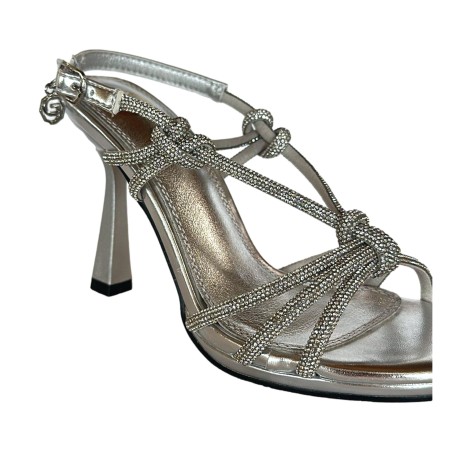 Gold & Gold GP606 Sandali Donna Tacco Alto con Strass Argento