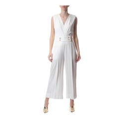 Gattinoni TU102000U23 Tuta 9/10 Scollo Incrociato con Tasche Francesi Bianco 