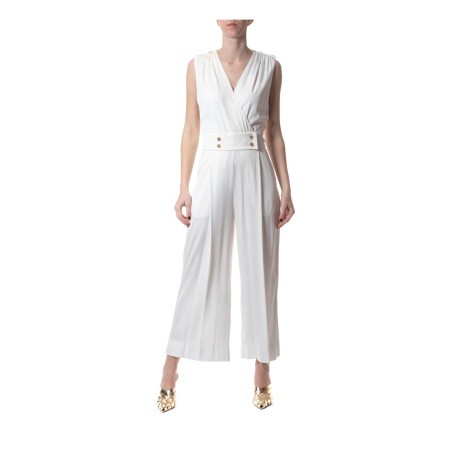 Gattinoni TU102000U23 Tuta 9/10 Scollo Incrociato con Tasche Francesi Bianco 