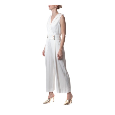 Gattinoni TU102000U23 Tuta 9/10 Scollo Incrociato con Tasche Francesi Bianco 