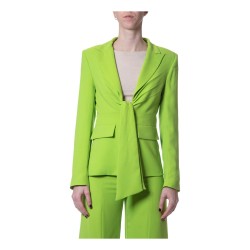 Gattinoni GI154000U25 Giacca Donna Slim Fit con Pieghe e Cintura Fiocco Cyber Lime 