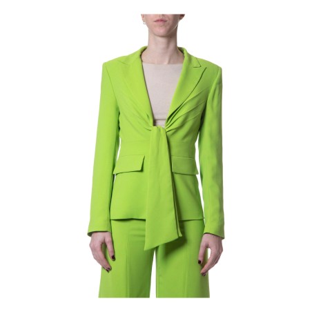 Gattinoni GI154000U25 Giacca Donna Slim Fit con Pieghe e Cintura Fiocco Cyber Lime 