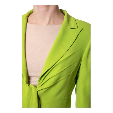 Gattinoni GI154000U25 Giacca Donna Slim Fit con Pieghe e Cintura Fiocco Cyber Lime 
