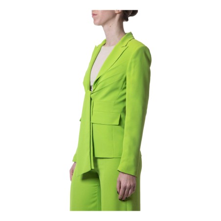 Gattinoni GI154000U25 Giacca Donna Slim Fit con Pieghe e Cintura Fiocco Cyber Lime 