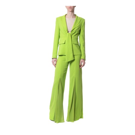 Gattinoni GI154000U25 Giacca Donna Slim Fit con Pieghe e Cintura Fiocco Cyber Lime 