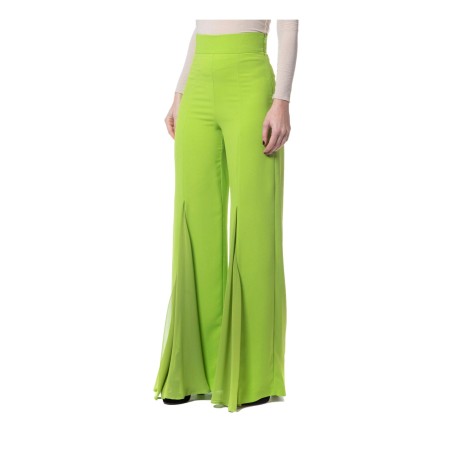 Gattinoni PA001000U25 Pantalone Donna Pantalone Palazzo con Inserto in Georgette Cyber Lime