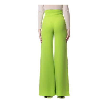 Gattinoni PA001000U25 Pantalone Donna Pantalone Palazzo con Inserto in Georgette Cyber Lime