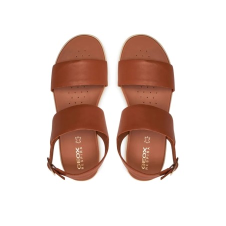 Geox D XAND VIT.LISCIO Sandali Donna In Vera Pelle Con Cinturino Cuoio