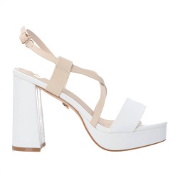 Gold & Gold GD 86 Sandali Donna Tacco Alto con Cinturino Bianco Nude