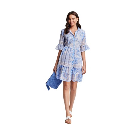 Iconique IC24-057 SANDRA Maxi Shirt Dress Multicolor Azzurro