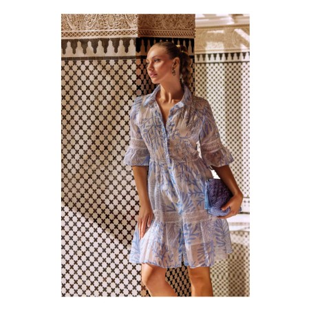 Iconique IC24-057 SANDRA Maxi Shirt Dress Multicolor Azzurro