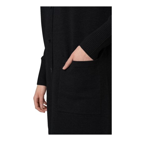 Gattinoni GK04 Cardigan Basic Donna con Scollo a V Lungo Nero