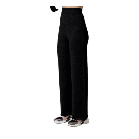 Gattinoni GK09 Pantalone Palazzo Basic in Maglia Donna Nero