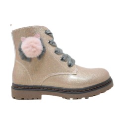 XTI Kids 151091 Stivaletto Bambina Farfalla in Vernice Glitter con Zip e Lacci Nude
