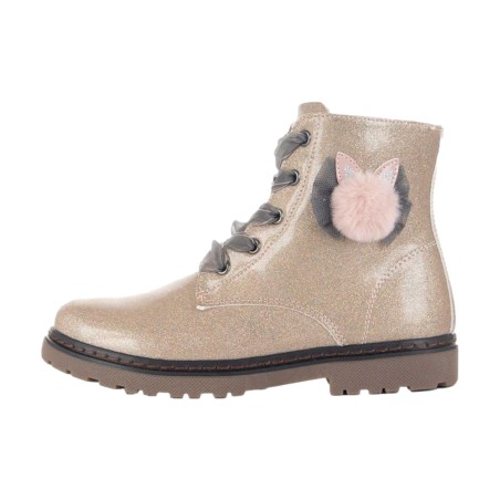 XTI Kids 151091 Stivaletto Bambina Farfalla in Vernice Glitter con Zip e Lacci Nude