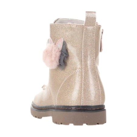 XTI Kids 151091 Stivaletto Bambina Farfalla in Vernice Glitter con Zip e Lacci Nude